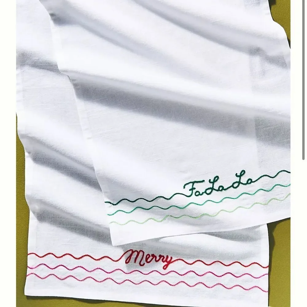 Anthropologie Festive Hand Towels, Set of 2